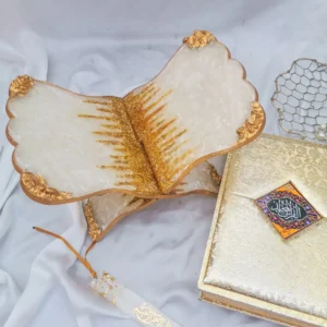 quran pak rehal | white gold